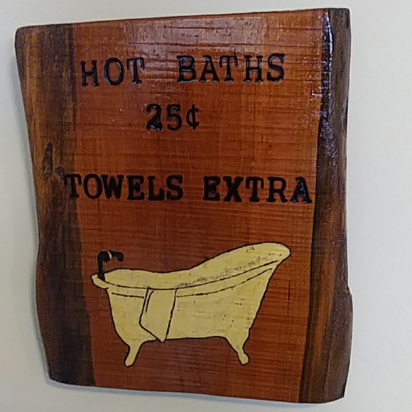 Handmade Wooden Bathroom Sign - Picture 2 of 3